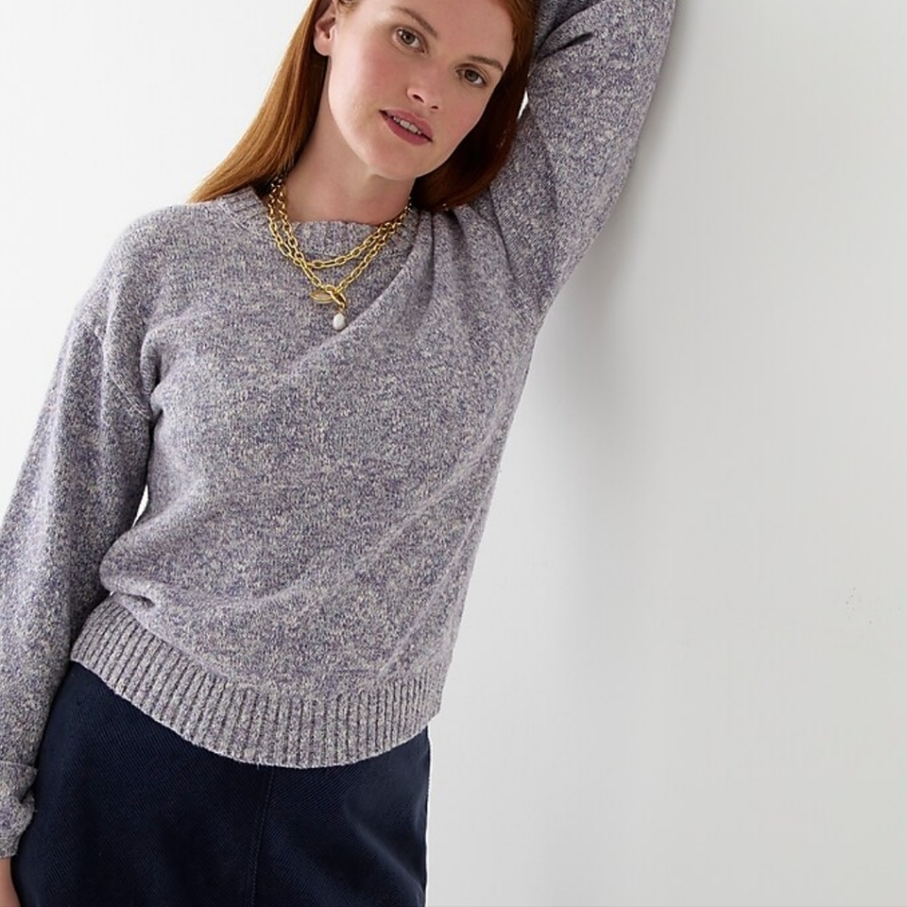 Puff-sleeve crewneck sweater